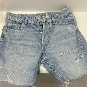 Light Wash Distressed Denim Shorts